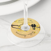 Étiquette Pour Verre De Vin Lovebirds 50e anniversaire d'or (De près)
