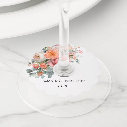 Étiquette Pour Verre De Vin Mariage (De près)