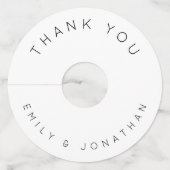 Étiquette Pour Verre De Vin Mariage blanc de Merci de noms simples (Devant)