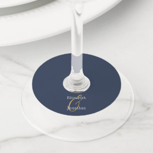 Étiquette Pour Verre De Vin Mariage bleu opulent