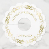 Étiquette Pour Verre De Vin Mariage chic simple élégant en filigrane d'or (Dos)