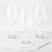 Étiquette Pour Verre De Vin Mariage élégant avec thème océan toile bleue (Lot)