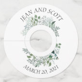 Étiquette Pour Verre De Vin Mariage Green Foliage Botanique Feuilles Marker (Dos)