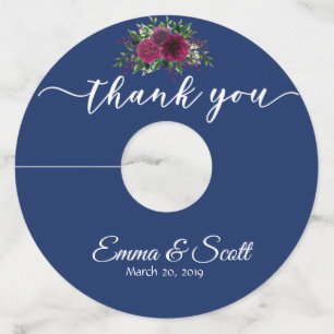 Étiquette Pour Verre De Vin Mariage Navy Burgundy Wine Merci Tags