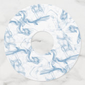 Étiquette Pour Verre De Vin Mariage personnalisé Nom Date Fumée bleue (Dos)