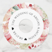 Étiquette Pour Verre De Vin Mariage Réception Florale Aquarelle Texte Personna (Dos)