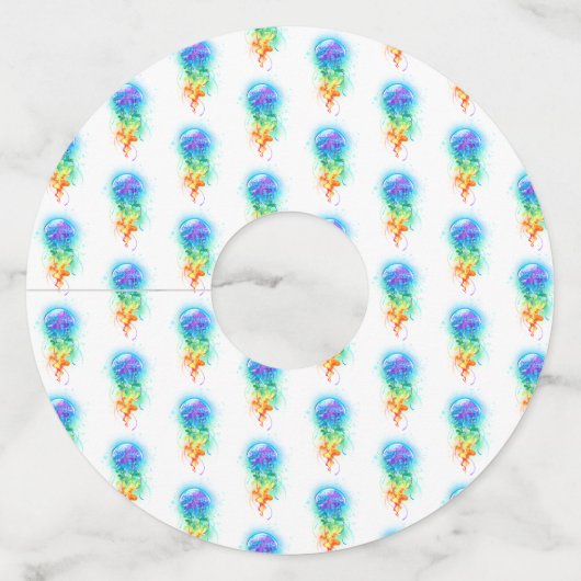 Étiquette Pour Verre De Vin Méduse arc-en-ciel (Dos)