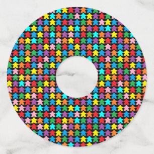 Étiquette Pour Verre De Vin Meeples multicolores