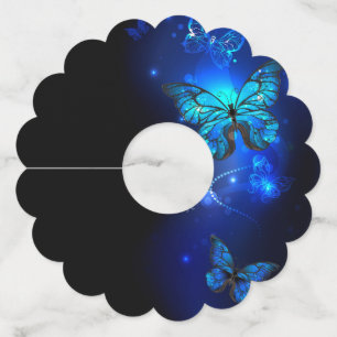 Étiquette Pour Verre De Vin Morpho Butterfly in the Dark Background