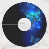 Étiquette Pour Verre De Vin Morpho Butterfly in the Dark Background (Dos)