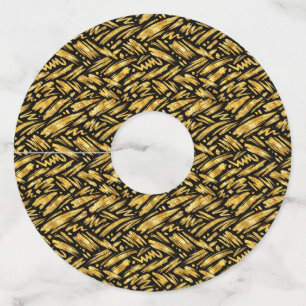 Étiquette Pour Verre De Vin Motif abstrait de feuille d'or