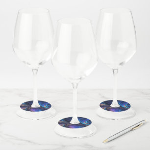 Étiquette Pour Verre De Vin Motif bleu foncé