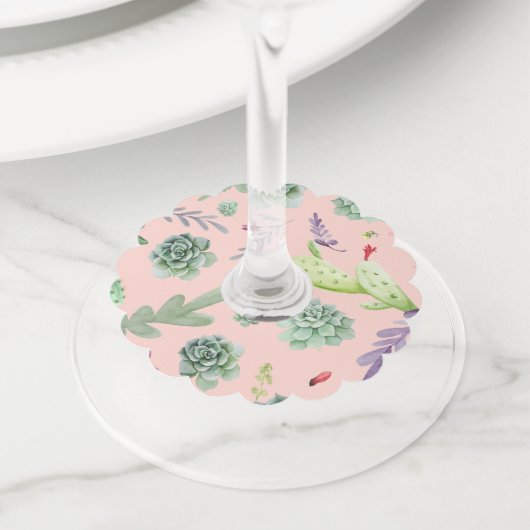 Étiquette Pour Verre De Vin Motif Cactus 8 (De près)