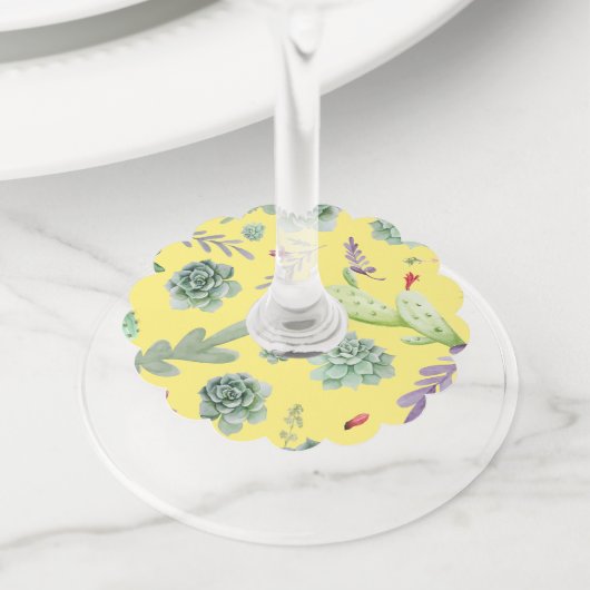 Étiquette Pour Verre De Vin Motif Cactus 9 (De près)