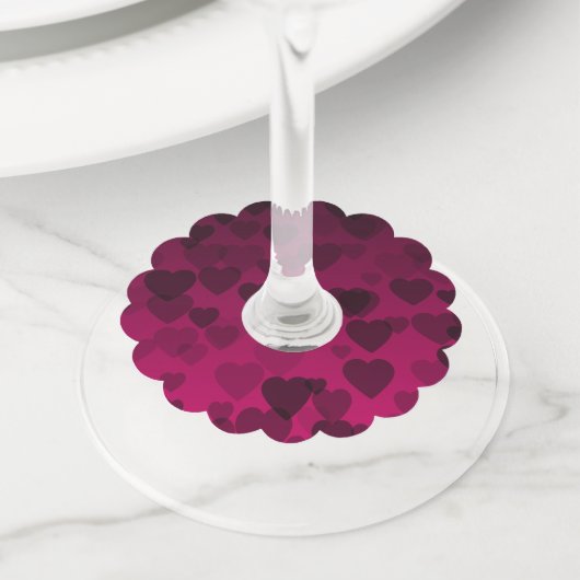 Étiquette Pour Verre De Vin Motif de coeur 18 (De près)