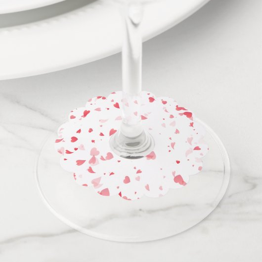 Étiquette Pour Verre De Vin Motif de coeur 33 (De près)