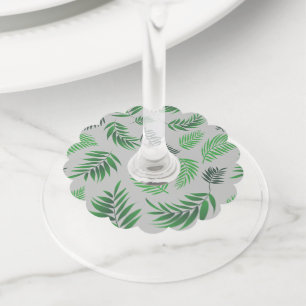 Étiquette Pour Verre De Vin Motif de feuilles tropicales 11