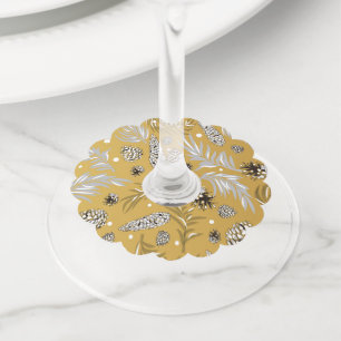 Étiquette Pour Verre De Vin Motif de Noël, Neige de Pin 6