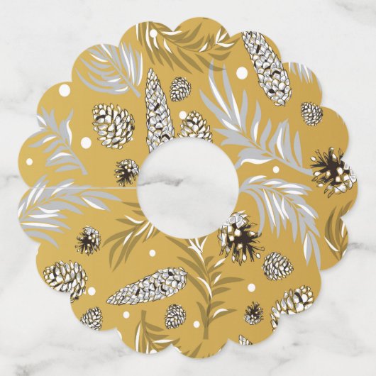 Étiquette Pour Verre De Vin Motif de Noël, Pine Snow 6 (Devant)