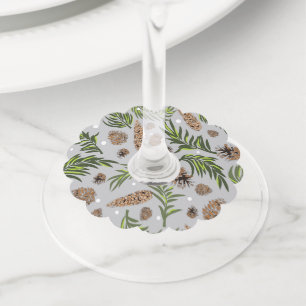 Étiquette Pour Verre De Vin Motif de Noël, Pinède enneigée 10