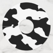 Étiquette Pour Verre De Vin Motif de vache noir et blanc (Devant)