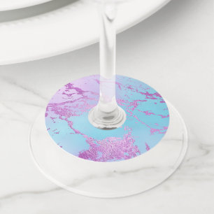 Étiquette Pour Verre De Vin Motif d'impression à paillettes aquarelles abstrai
