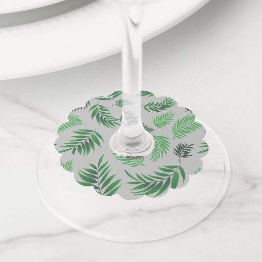 Étiquette Pour Verre De Vin Motif Feuille tropical 11 (De près)