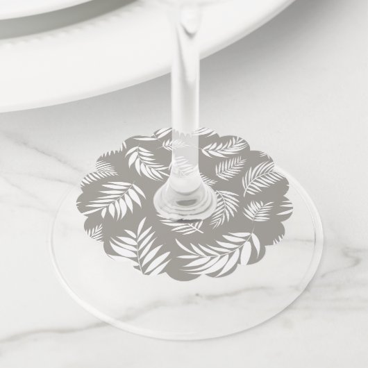 Étiquette Pour Verre De Vin Motif Feuille tropical 9 (De près)