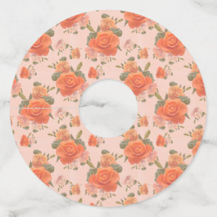 Étiquette Pour Verre De Vin motif floral rose orange rose mariage printemps