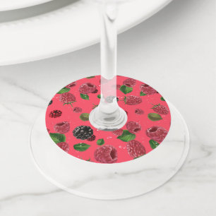 Étiquette Pour Verre De Vin Motif framboise