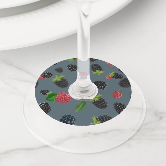 Étiquette Pour Verre De Vin Motif framboise 2 (De près)