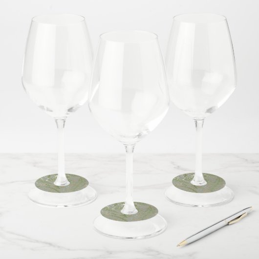 Étiquette Pour Verre De Vin Motif Green et Gold Fern (Lot)
