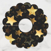 Étiquette Pour Verre De Vin Motif sans couture avec étoiles d'or (Dos)