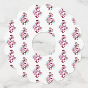 Étiquette Pour Verre De Vin Musical treble clef notes with sakura flowers