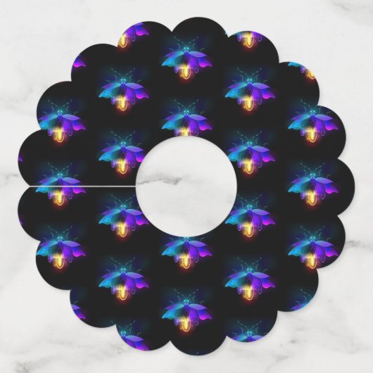 Étiquette Pour Verre De Vin Neon Firefly sur noir (Devant)