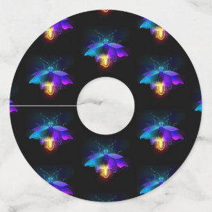 Étiquette Pour Verre De Vin Neon Firefly sur noir