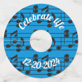 Étiquette Pour Verre De Vin Notes musicales de nom personnalisé (Devant)