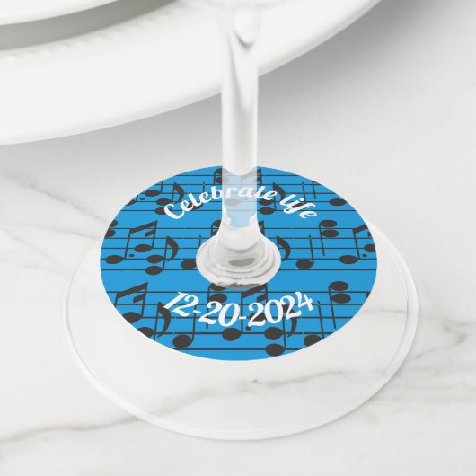 Étiquette Pour Verre De Vin Notes musicales de nom personnalisé (De près)