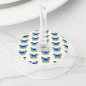 Étiquette Pour Verre De Vin Oeil de paon arc-en-ciel (De près)