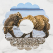 Étiquette Pour Verre De Vin Ours brun côtier (Devant)