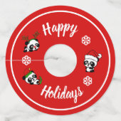 Étiquette Pour Verre De Vin Pandas de Noël personnalisés (Dos)