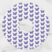 Étiquette Pour Verre De Vin Papillon saphir à fleurs (Dos)