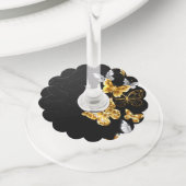 Étiquette Pour Verre De Vin Papillons blancs et dorés (De près)