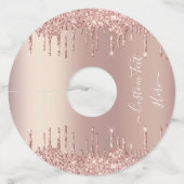 Étiquette Pour Verre De Vin Parties scintillant rose Gold Blush Éclats Texte p (Devant)