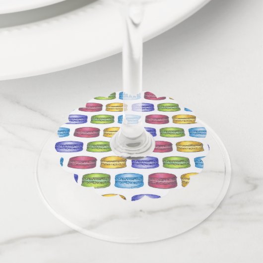 Étiquette Pour Verre De Vin Pastel French Bakery Macaron Cookie Passion (De près)