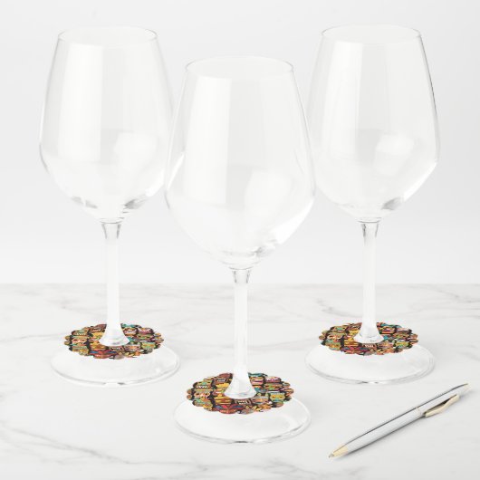 Étiquette Pour Verre De Vin Pattern de Tiki (Lot)