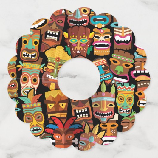 Étiquette Pour Verre De Vin Pattern de Tiki (Dos)