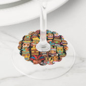 Étiquette Pour Verre De Vin Pattern de Tiki (De près)