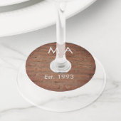 Étiquette Pour Verre De Vin pierre de brique rustique Brown ajouter le nom let (De près)