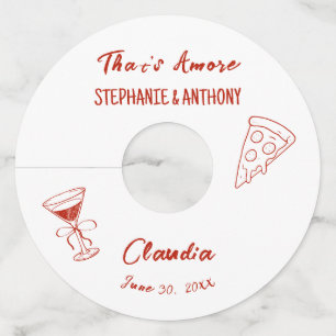 Étiquette Pour Verre De Vin Pizza rouge Whimsical qui est un Mariage italien p
